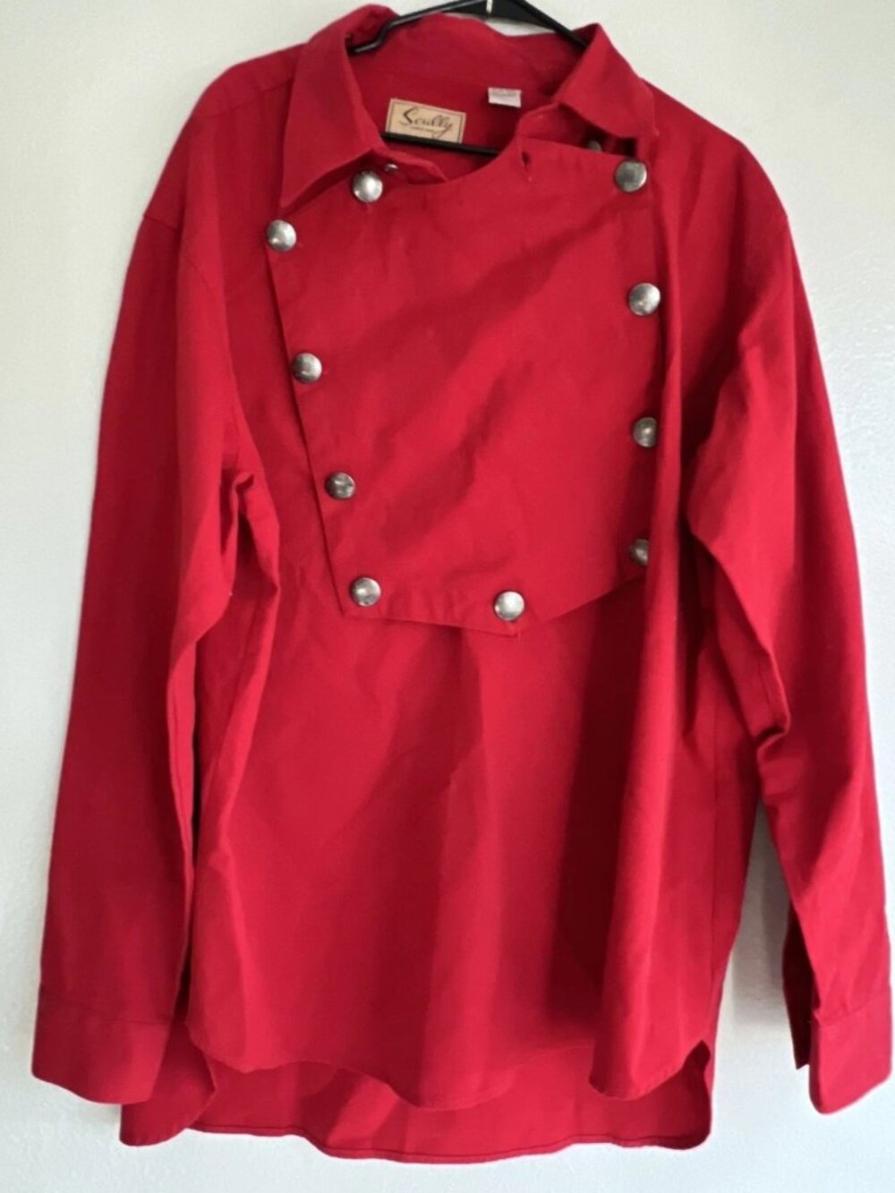 SCULLY Black Denim Bib Shirt XL Silver Buttons Rangewear Western Cowboy